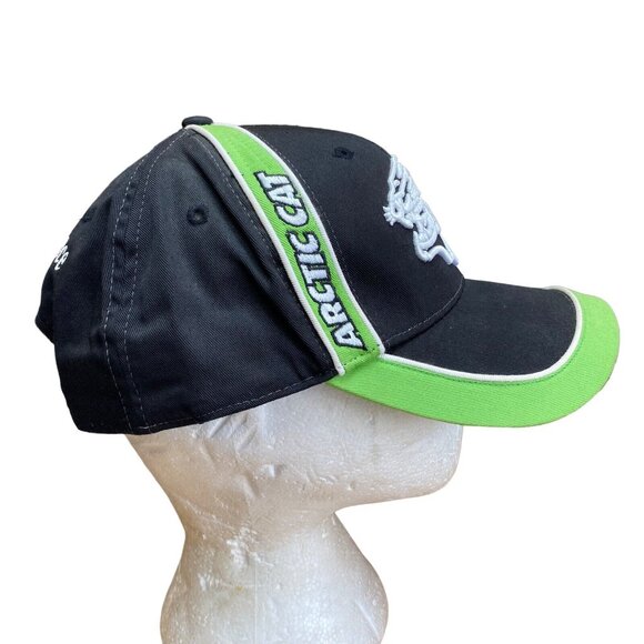 Arctic Cat Hat Cap Snapback Embroidered Logo Green Black - Picture 3 of 8